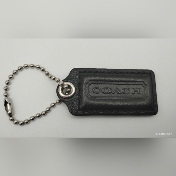 Coach Accessories - Coach Black Leather Keychain with Silver Chain